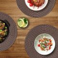 Round Braided Placemats Set of 6 Table Mats for Dining Tables Woven Washable Non-Slip Place Mats 15 Inch. 