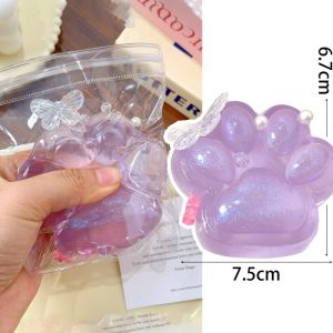 3 Colors Flocking Cat Paw Pinch Childrens Toys Soft Waxy TPR Slow Rebound Decompression Sponge Cat Paw Boy Girls Toys Kids Gift