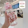 Kuromi water bottle Sanrio Botol air Melody Cinnamoroll 550ml Clear Glass Summer Portable Mug Children School Drinking Mug Girls Cute Cartoon Mugs kanak-kanak cup. 
