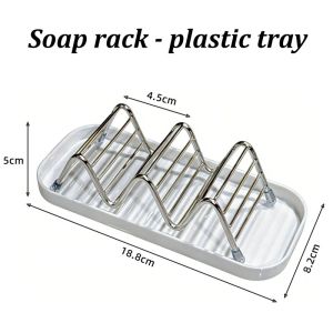 Soap Rack Stainless Steel Bathroom Kitchen Countertop Soap Holder with Tray Drain Organizer