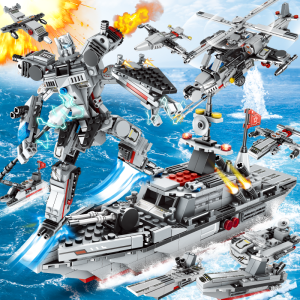Mainan 700Pcs Robot Polisi SWAT/Army/Warship Blocks Edukasi Mainan Anak Laki-laki