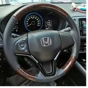 Kaly Hand Stitched Car Steering Wheel Cover for Honda City Jazz 2014-2019 HRV HR-V 2016-2020 Vezel 2015-2017 carbon fider accessory H5K8Q