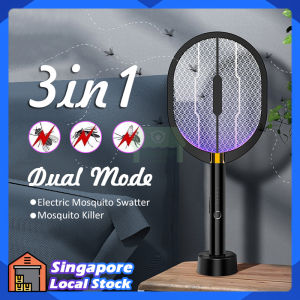 3 In1 Electric Mosquito Swatter Summer Insect Fly Bug Zapper USB Rechargeable with UV Lamp Radiationless Handheld Mosquito Killer Lamp