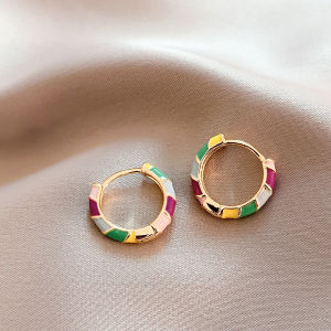 Elegant Drip Glaze Hoop Earrings Light Luxury Wedding Vintage Hoop Ear Buckle