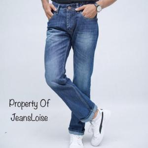 Jeans Pria Louis Martine Slim Fit Warna Biru Dongker Panjang Pinggang Reguler