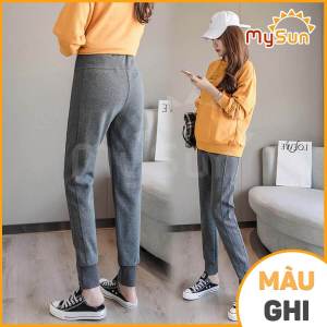Quần dài nỉ bà bầu mùa Thu Đông đẹp cho bà bầu 0 - 9 tháng mặc đi làm công sở ở nhà MySun