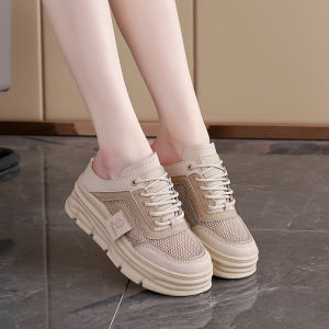 IELGY 2025 New Style Half Slip-On Mesh Womens Shoes Breathable Inner Wedge Thick Sole Casual Fashion