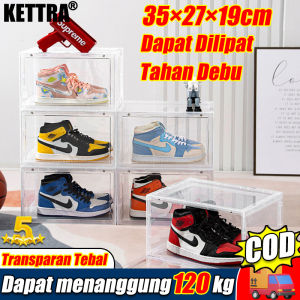 COD KETTTRA Kotak Sepatu Transparan 19*35*27cm Menyimpan sepatu ukuran 48 Plastik Dapat menanggung120kg keras yang menebal Multifungsi Dapat ditumpuk secara bebas Box Sepatu Rak Kotak penyimpan Sepatu Rak Sepatu Lipat Transparan(KotakSepatu Serbaguna)