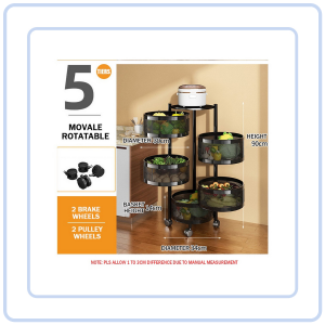 【Pure Care】 Cylindrical Kitchen Rotating Storage Box Basket Trolley Rack