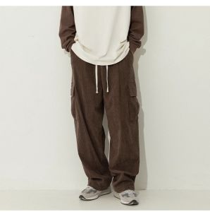 Celana Corduroy Pria Celana Cargo Corduroy pants Celana Kargo Panjang Corduroy Hitam celana cargo panjang pria oversize korean style celana korduroy pria Loose Pants Cargo Gombrang coklat celana kulot pria wide leg pants celana longgar pria baggy pants