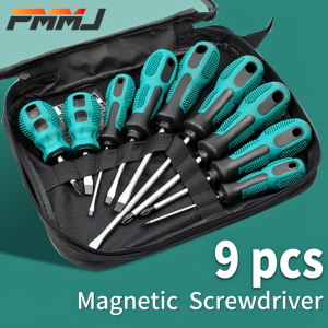 BERGARANSI Taffware Obeng plus minus bolak balik magnet Set komplit serbaguna Reparasi 9 in 1 SK803