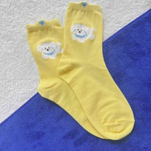 Korean Socks- Dog Pastel Color -Iconic Socks