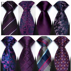 New Mens Tie 8CM Neckties for Man Classic Jacquard Woven Plaid Stripes Dot Solid Purple Color Neck Ties Neckwear for Man Formal Wedding Party Business Dress Gravata Corbatas