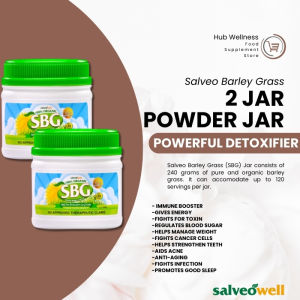 2pcs (SBG) Jar consists of 240 grams of pure and organic barley grass up to 120 servings Salveo Barley Grass