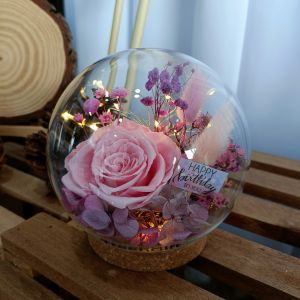 Preserved Flower Glass Dome 12CM Round | Gift for Her Birthday Valentine Anniversary | TTEEN GIFT
