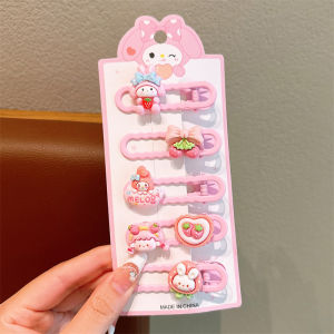 Sanrio 5pcs Kuromi Cinnamoroll Melody Cartoon Kawaii Girl Hairpin Bangs Clip Cute Holiday Gifts Hair