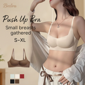 『Brelira』Small Breasts Gathered Bra Wireless Push Up Bra Seamless Comfort Soft Support Half Cup Underwear內衣無鋼圈
