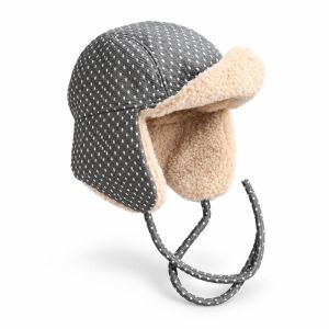WELLNOW Fleece Lining Ear Protection Hat Polka Dot Pattern Double-Sided Wear Winter Warm Hat Versatile Thickened Lei Feng Hat for Men and Women
