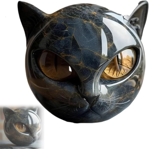 Luxurious Resins Black Cats Head Sculpture Unique Kitten Figurine Ornament for Home and Office Desk Decors Gift Giving