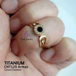 Cincin Wanita Ori Titanium Romawi Mata Model Kasual Fashionable Awet Anti Karat cnt129