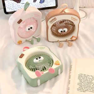 KUILAOZ Mute Cartoon Handheld Fan USB ABS USB Mini Fan Handheld Toast Design Portable Electric Fan Student
