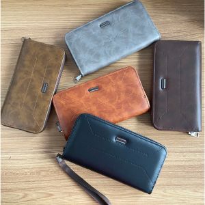 Long Wallet with Double Layer Design for Extra Storage PU Leather Wallet for Mens