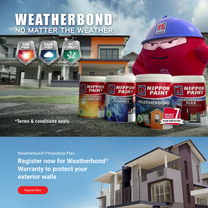 NIPPON Paint Weatherbond DIVA -1 Litre Chinese Temple Red FREE Paint Brush NP R1267A [miniHouse]