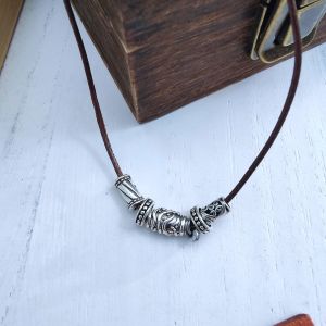 Ready Stock SG - Sable Nox Silver Engraved Beaded Collar Necklace Handmade Necklace