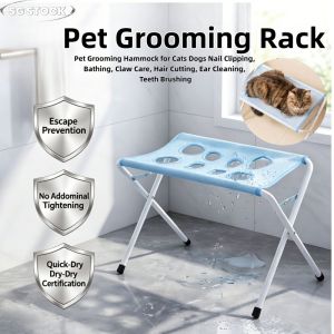 【SG STOCK】8-Hole Pet Grooming Hammock with Stand Anti-Escaping Grooming HarnessFoldable Leg Stand