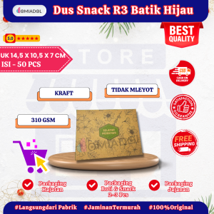 (50 Pcs) Box Dus Kue R3 Motif Batik Hijau Premium - Ukuran 145x105x7 cm