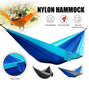 Double Person Hammock Parachute Nylon Fabric Camping Hammocks Endui Buaian Gantung Tidur Outdoor Swing Hanging Bed Chair Camping Hammocks