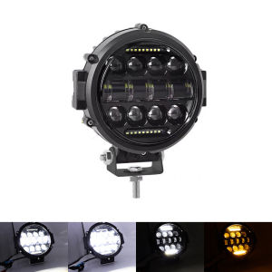 Lampu Sorot lampu Led bulat 7 inci 60w lampu kerja LED Offroad Super terang braket pemasangan dapat disesuaikan lampu berjalan siang hari