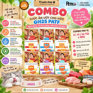 combo 12 gói - 24 gói - 36 gói Pate ON25 mix từ cá ngừ gà cá hồi cồi sò điệp cua và cá cơm dành cho mèo - T3 PETS SH