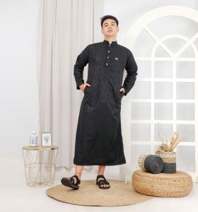 Yanura Jubah Baju Muslim Pria Gamis Sultan Lengan Panjang Emboss EM2 Terbaru Lebaran Ramadan 2026