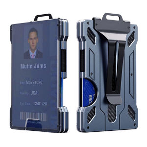 2023 US Mecha Style Top Grade ID Badge Holder Durable Metal Aluminum Wallet RFID Blocking Credit Card Holders Mens Multifunction Money Clips