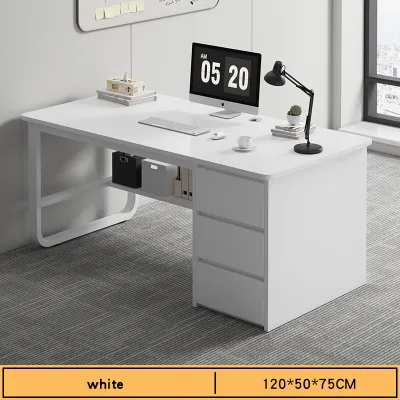Simple modern office desk workstation desktop desk with drawers computer desk Meja stesen kerja pejabat moden minimalis