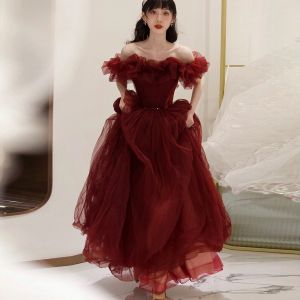 Female Formal Evening Dress Pure Color Elegant Wedding Gown for Bride Vintage Dinner Ninang Dresses for Women