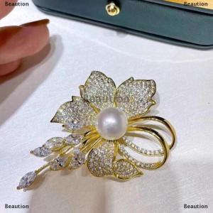 [COD] Beaution Fashion Rhinestone Flowers Imitation Pearl Brooches For Women Clothing Coat Jewelry Accessries Gifts