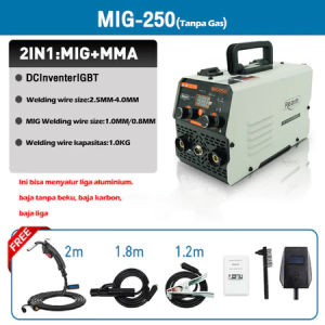 Reaim Mesin Las Inverter MIG-250 120A IGBT Mesin Las MIG Tanpa Gas Trafo Las Mesin Las Low Watt Alat Las Berkualitas Tinggi