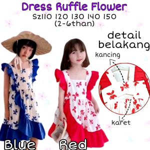 Dress Anak Perempuan Korean Style Ruffle Bunga