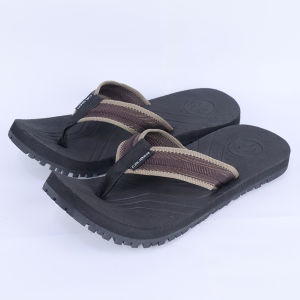 CLBR LBRTH027 outdoor slippers brown x beige strap with black slipsole (Available Sizes 5 6 7 8 9 10 11 12)