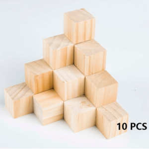 OKKFINE 10pcs Unfinished Blank Wooden Cube Woodwork Craft Wooden Square Block Kids Toy Kindergarten Model Handmade Material