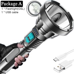 2021 ultrafire flashlight rechargeable XHP50 flashlight zoomable emargency home light 90000LM Powerful LED Flashlight torchlight super bright torch light charger light long range Zoom torchlight USB flash light Camping Hiking Outdoor