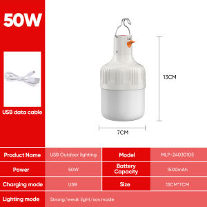 Mitsushi 90w LED Camping Light Bulb Emergency Bulb Light Outdoor Waterproof Charging Usb Charging Light Bulb Built-in Battery Night Market LED Light