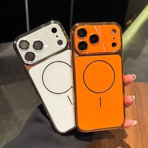Laser Camera Protection For Magsafe Magnetic Phone Case For iPhone 17 16 15 14 13 Pro Max Large Window Plating Hard Back Cover