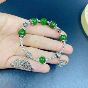 Q2238 Lắc Bạc Ngọc Bích charm treo Bạc Thái kiểu dáng trẻ trung ko kén mệnh - Phong Thuỷ TUDO