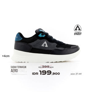 Aerostreet 37-44 Ortiz Natural Hitam Hijau Toska - Sepatu Sneakers Sport
