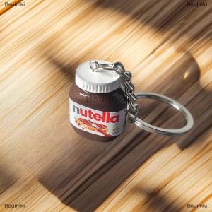 [COD] Bsuimki 2pcs sáng tạo mô phỏng Hazelnut sô cô la mứt chai Keychain vài Keyring Túi Mặt dây chuyền chìa khóa xe chủ Quà Tặng