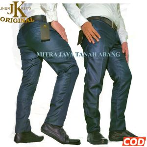 CELANA PRIA IMPOR FORMAL METALIK SLIMFIT PREMIUM MERK JK UKURAN 27-38/KONDANGAN/MENGKILAP/METALLIC