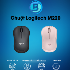 Chuột không dây Logitech M220 chính hãng giá rẻ Chuột không dây Logitech M220 Silent - giảm ồn USB Chuột không dây Logitech Silent M220 Đen - giá rẻ Chuột KHÔNG DÂY Logitech M220 Silent